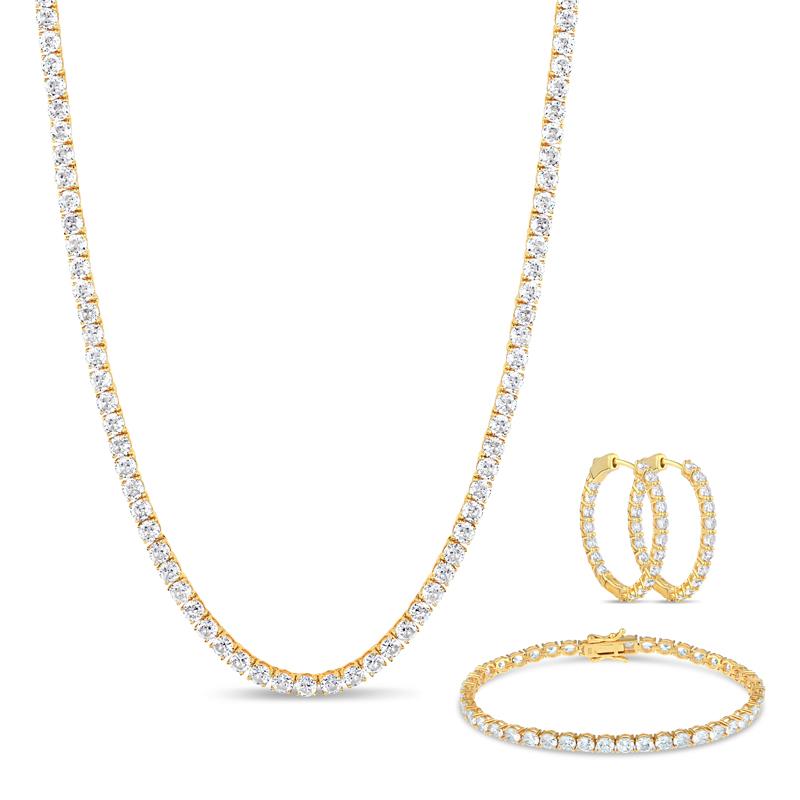 Love Wins Necklace, Bracelet and Earrings (Gold Finished)